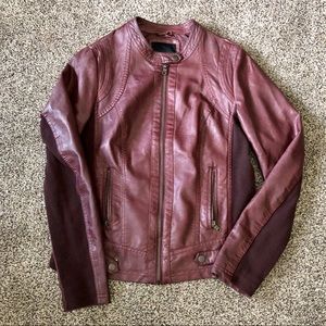 Faux Leather Burgundy Jacket